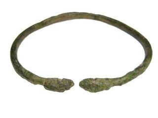 Very Rare Roman Bronze Bracelet With Snake Heads Ends,