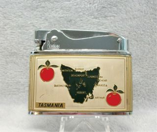 Vintage Country Of " Tasmania " Colorful Flat Advertising Lighter Rare Htf