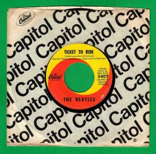 The Beatles Us 45 Capitol 5407 Ticket To Ride / Yes It Is Rare Subsidiary Label