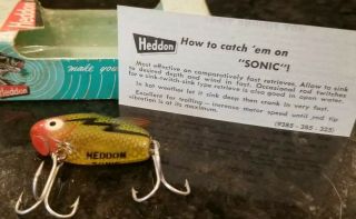 Vintage Heddon Sonic 385 L Shad Fishing Lure W/ Paper