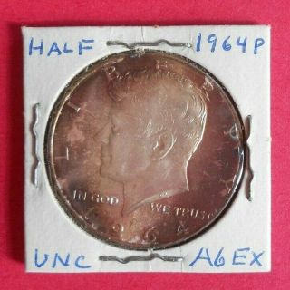 1964 - P Kennedy Half Dollar 50 Cents Patina Halo Uncirculated Rare