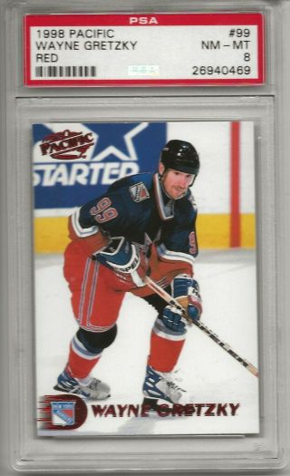 Ultra Rare Wayne Gretzky 1998 - 1999 Pacific " Red Parallel " Card 99 Psa 8