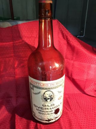 Vintage Rare Old Overholt Whiskey Display Bottle With Applied Label 25” Tall