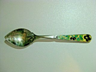 Bernard Instone Silver And Enamel Spoon Mid - Century Made In Uk