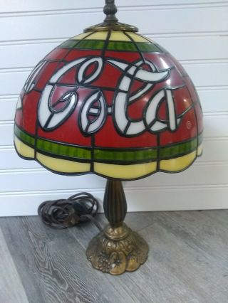 Vintage Coca Cola Plastic Shade Tiffany Style Lamp 