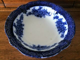 Wood & Sons Royal Semi - Porcelain Victoria Flow Blue Serving Bowl Antique