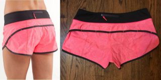 Rare Lululemon 8 Run Speed Shorts 2 - Way Stretch Flash Jacquard Orange Pink Coal