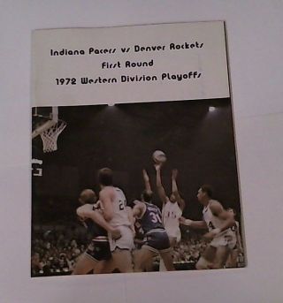 Rare 1971/72 Aba Denver Nuggets Vs Indiana Pacers Playoffs Playoff Program 1972