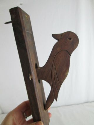 Antique Bird Woodpecker Door Knocker Pull String Folk Art Handmade
