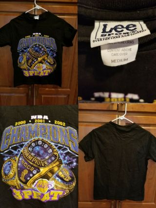 Vintage Los Angeles Lakers 3 Peat Shirt Kobe Shaq Nba Champions Youth M Rare