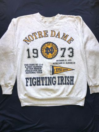 Rare Vintage Sweatshirt From 1973 Sugar Bowl Notre Dame Vs.  Alabama.  Nd Won Nc