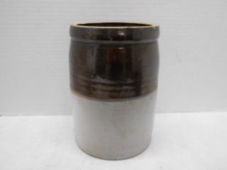 Vintage Brown Stoneware Butter Churn Utensil Crock Jar Vase Americana Country