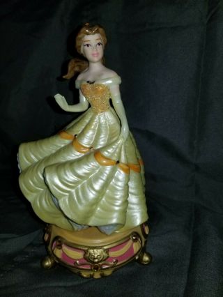 Rare Disney Princess Beauty & The Beast " Belle " On Jeweled Pedestal