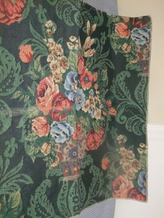 Fabric Vintage Upholstery/tapestry Green W/floral Pattern 14fab