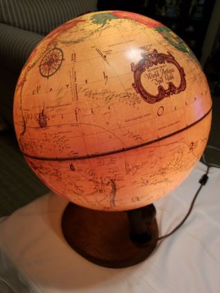 Vtg 1980 Scan Globe A/s 12 " Lighted World Antique Globe Denmark Reader 