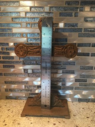 Antique Ornate Heavy Metal Standing Carved Cross Large On Base 12 
