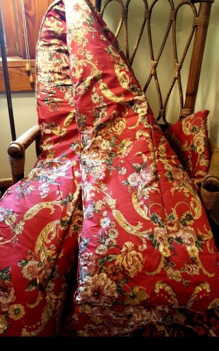 Rare Vintage Retired Ralph Lauren Queen/full Comforter Bedspread Red Floral
