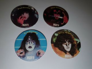 Kiss 1980 Tour Badges Set Buttons Aucoin Rare Eric Carr Gene Simmons