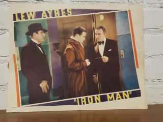 1931 Lew Ayers Iron Man 11x14 Lobby Card Universal Pictures Rare 3 Men