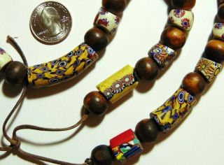 18 Rare Very Large Antique Venetian Millefiori Mosaic Glass African Trade Beads