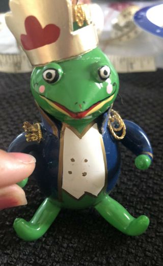 Vintage Very Rare Christmas Ornament : Glass Frog Prince Italian De Carlini