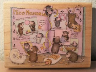 House Mouse Mice Memories Rubber Stamp By Stampabilities - Baby Scrapbook - Rare