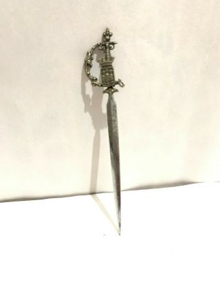 Vintage Rare Sterling Silver Pin Brooch Carcassonne sword Tone Art Decoration 2