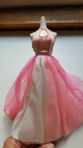 Vintage 1970s Pink Satin Tulle Barbie Doll Gown Dress Clothing