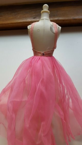 Vintage 1970s pink satin tulle Barbie doll gown dress clothing 3