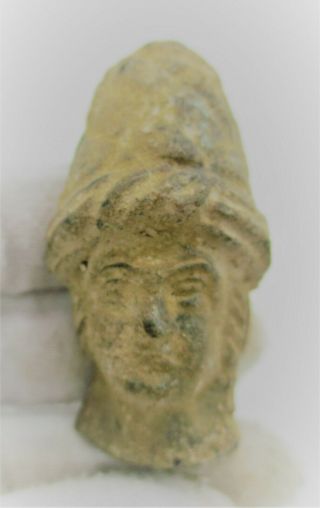 Ancient Greek Bronze Statue Fragment Head Of Man Or Soldier Circa 200bce