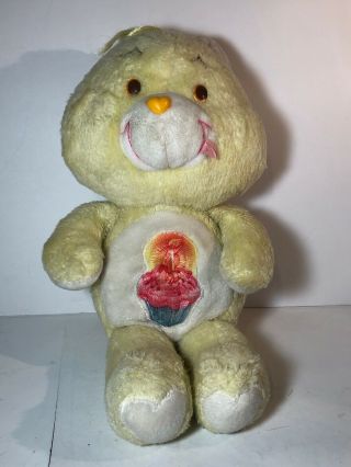 Vintage 80s Kenner Care Bears 13 " Birthday Bear 1983 Plush Stuffed Toy Cupcake