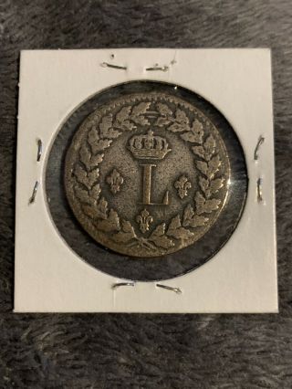1815 Bb Un Decime (10 Centimes) France Louis Xviii Rare Provisional Coin