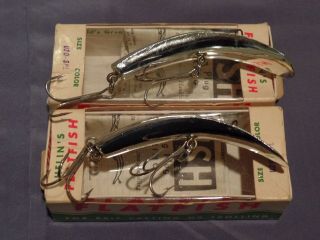 Four Vintage Helin Flatfish Lures - Two U20 ' s,  Two X4 ' s - In Boxes 2
