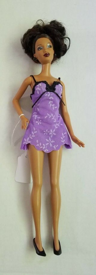 Barbie 2001 African American Black Doll Purple Dress Lingerie Muse Model Bendabl