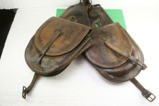 Rare Antique F.  A.  Meanea Leather Saddlebags Finely Crafted Cowboy Cheyenne Wy