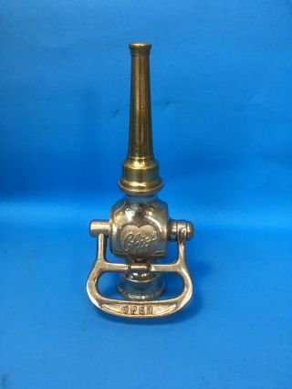 Vintage Rare Elkhart Mfg.  Co.  Chief Nickel Over Brass Lever Handle Fire Nozzle