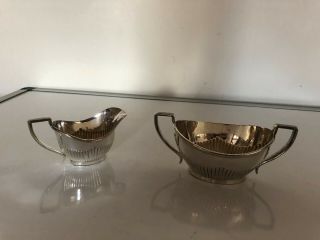 Silver Plated Batchelor Half Ribbed Milk Jug & Sugar Bowl (spm&s 66)