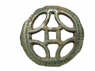 Roman Period Compact Silver Plated Fibula,  Wheel Shape,  Very Rare,