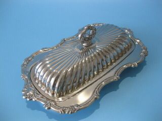 Vintage Silver Plated Regency Style Butter Dish With Glass Liner