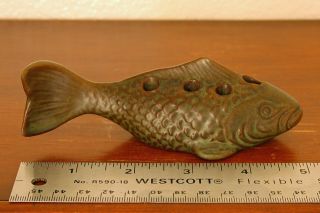 Unusual And Rare Vintage Peters & Reed Pottery Pereco Swimming Fish Flower Frog