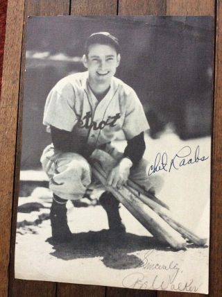 Vintage Chet Laabs & Gee Walker Detroit Tigers Signed Autograph Photo Rare