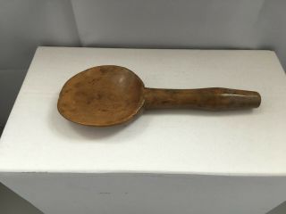 Lovely Quality Decorative Antique Carved Wooden Butter / Dairy Spoon 8 Inches