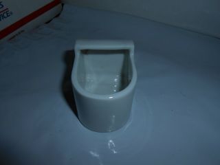 1 Rare Vtg/antique White Porcelain Ceramic Birdcage Gravel Seed Feeder Treat Cup