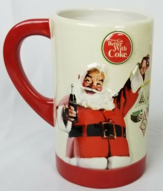 Rare Vtg Coca Cola Coke 3d Mug Cup Christmas Santa Porcelain Hi/low Beer Stein