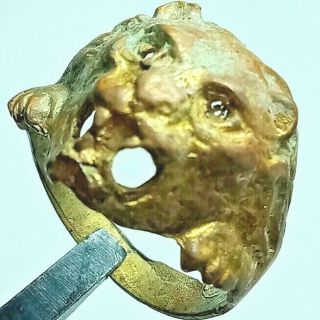 Rare Extremely Ancient Bronze lion head Ring Viking Artifact Bronze Authentic 2