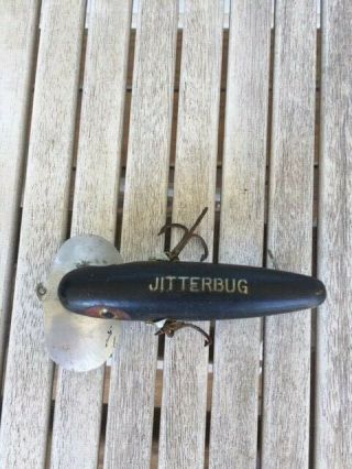 Vintage Fred Arbogast Musky Jitterbug Fishing Lure Midnight Black
