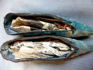 Rare Antique Chinese Lotus Bound Feet Embroidered Shoes/Slippers c1890 3