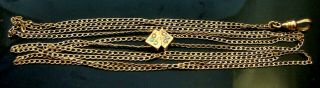 ANTIQUE VICTORIAN GF SLIDE POCKET WATCH CHAIN NECKLACE TURQUOISE & PEARL SLIDE 2