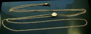 ANTIQUE VICTORIAN GF SLIDE POCKET WATCH CHAIN NECKLACE TURQUOISE & PEARL SLIDE 3