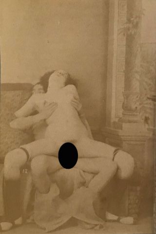 Rare Vintage Albumen - Nude Woman Riding On Top - French Photograph C1870 - 1880